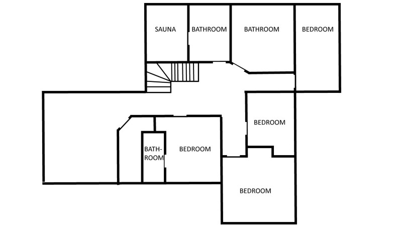 Planskiss nedre plan med bastu & biljard Planskiss nedre plan med bastu & biljard